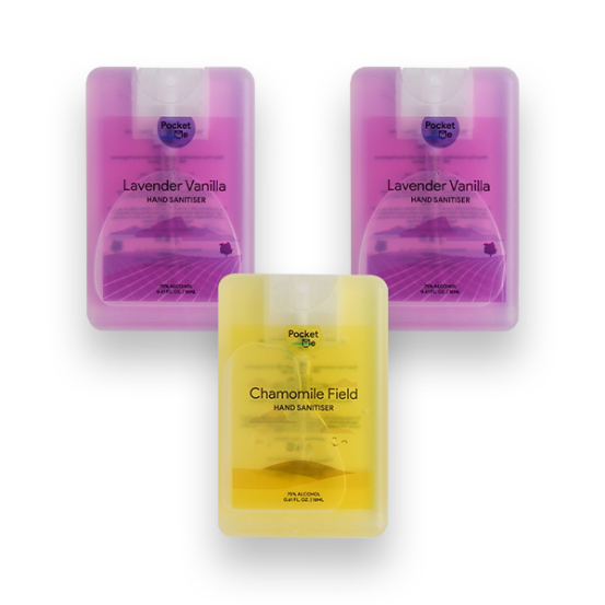 Pocket Me Hand Sanitizer Spray - 2 x  Lavender Vanilla 18ml + 1 x Chamomile Field 18ml